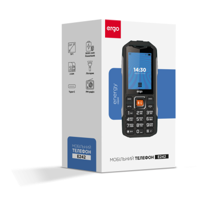 Мобільний телефон ERGO E242 Dual Sim Black (7200873) Мобільний телефон ERGO E242 Dual Sim Black (7200873)