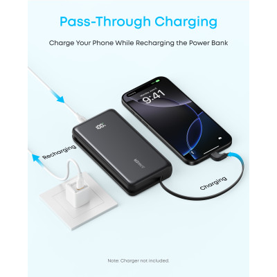 Портативний зарядний пристрій Anker - 20000 mAh 22.5W Built-In USB-C Cable White (7227885)