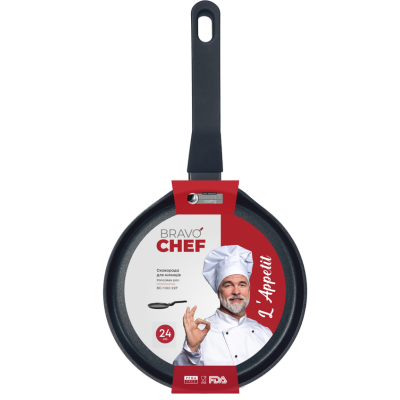 Сковорода для млинців Bravo Chef L'Appetit 24 см (7161772) Сковорода для млинців Bravo Chef L'Appetit 24 см (7161772)