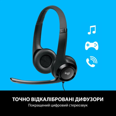 Гарнітура Logitech H390 USB-C, Midnight Black (7181154)