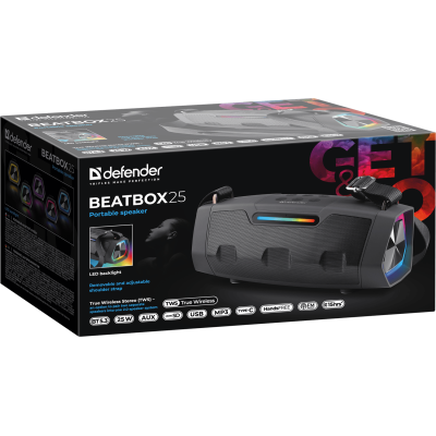 Портативна акустика Defender Beatbox 25 25Вт Black (65325) (7231348)