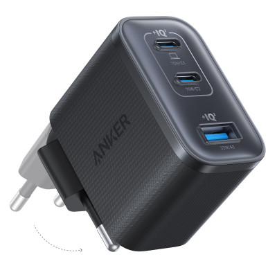Мережевий зарядний пристрій Anker Charger - 70W, 2xUSB-C PD & 1xUSB-A Black (7235834)