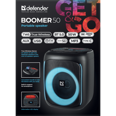 Портативна акустика Defender Boomer 50 (65450) (6992193) Портативна акустика Defender Boomer 50 (65450) (6992193)