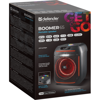 Портативна акустика Defender Beatbox 65 65Вт Black (65265) (7243793)