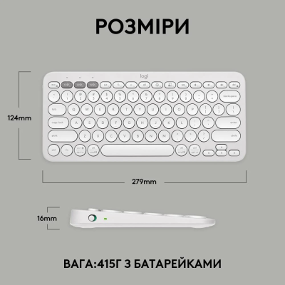 Клавіатура Logitech K380s Pebble Keys 2 Tonal White (6915630) Клавіатура Logitech K380s Pebble Keys 2 Tonal White (6915630)