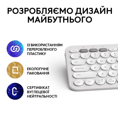 Клавіатура Logitech K380s Pebble Keys 2 Tonal White (6915630) Клавіатура Logitech K380s Pebble Keys 2 Tonal White (6915630)