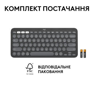 Клавіатура Logitech K380s Pebble Keys 2 Tonal Graphite (6915629) Клавіатура Logitech K380s Pebble Keys 2 Tonal Graphite (6915629)