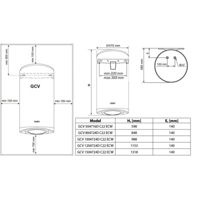 Водонагрівач Tesy Modeco Cloud GCV 504716D C22 ECW (6999413)