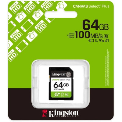 Картка пам'яті Kingston SDXC 64GB UHS-I Class 10 Canvas Select Plus (SDS3/64GB) (7208156) Картка пам'яті Kingston SDXC 64GB UHS-I Class 10 Canvas Select Plus (SDS3/64GB) (7208156)