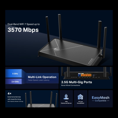 Бездротовий маршрутизатор TP-Link Archer BE230 BE3600 (7228182)