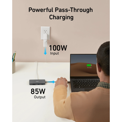 Перехідник Anker PowerExpand 8-in-1 - PD in 100W/HDMI/2xUSB-A/USB-C 10Gbps/LAN/SD Black (7255316)