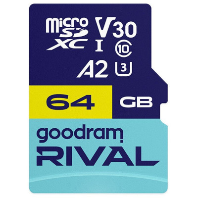 Карта пам'яті GoodRam RIVAL microSDXC 64GB V30 A2 (UHS I U3) + ad  (7284586)