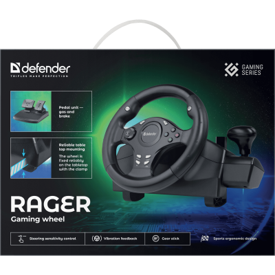 Ігрове кермо Defender Rager Black (64067) (7293241) Ігрове кермо Defender Rager Black (64067) (7293241)