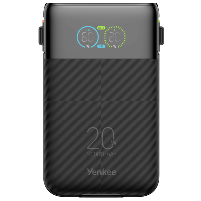 Портативний зарядний пристрій Yenkee JetGo YPB 1051 10000mAh PD 20W Built-In Cables Black (7308596)