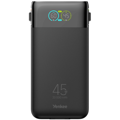 Портативний зарядний пристрій Yenkee JetGo YPB 2051 20000mAh PD 45W Built-In Cables Black (7308597)