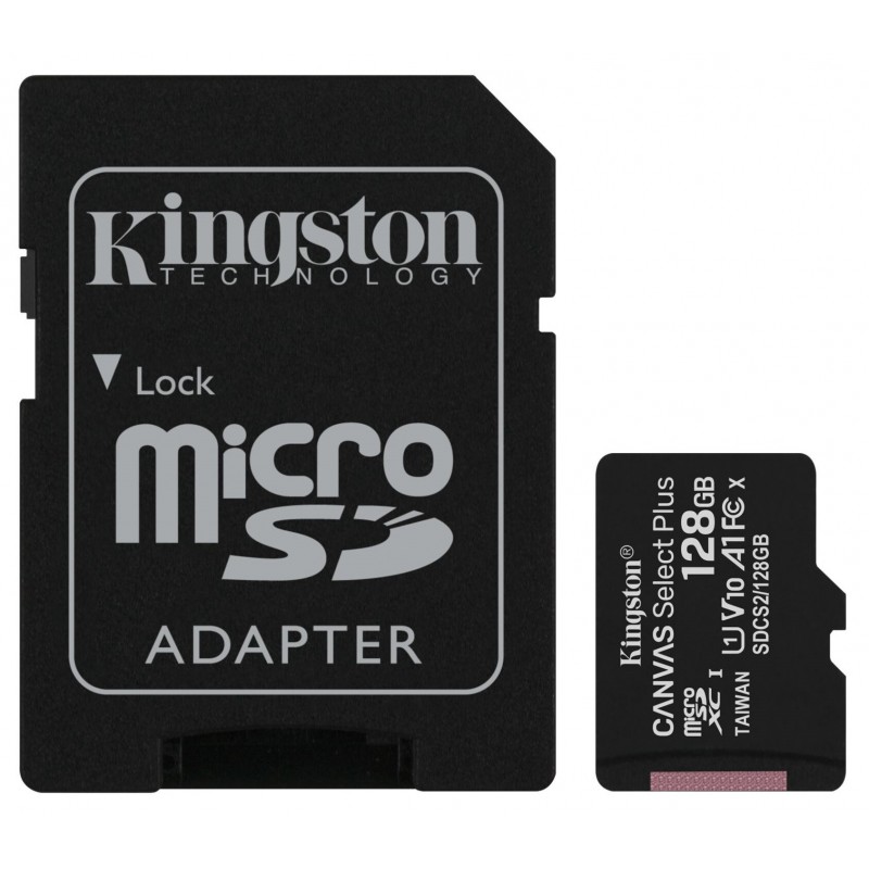 Карта пам'яті Kingston microSDHC 128GB Canvas Select + A1 (W100/W85) + SD адаптер (6519923)