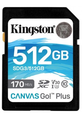 Карта пам'яті Kingston SDXC 512GB Canvas Go! Plus Class 10 UHS-I U3 V30 (SDG3/512GB) (6570981)