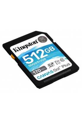 Карта пам'яті Kingston SDXC 512GB Canvas Go! Plus Class 10 UHS-I U3 V30 (SDG3/512GB) (6570981)