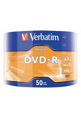 Диск Verbatim DVD-R 4,7Gb 16x DATA LIFE Tape Wrap 50 pcs (43791) (6267030)