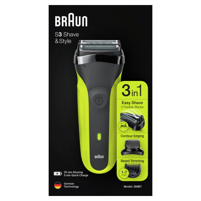 Електробритва Braun Series 3 300BT Black/Green (6587832)