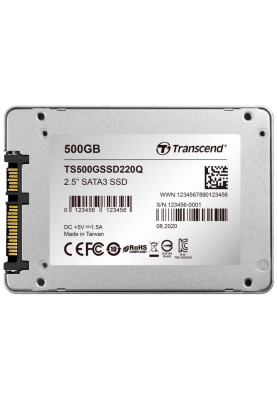 SSD накопичувач Transcend SSD220Q 500GB SATAIII QLC (TS500GSSD220Q) (6624416)