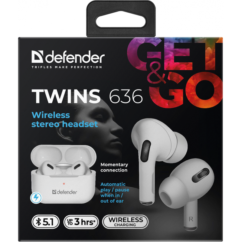 Гарнітура Defender Twins 636 TWS Pro Bluetooth (63636) White (6661384)