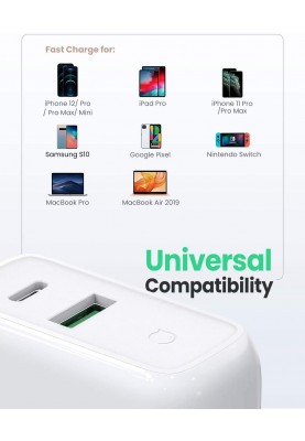 Мережевий зарядний пристрій Ugreen CD170 36W USB + Type-C Charger (White (6689269)