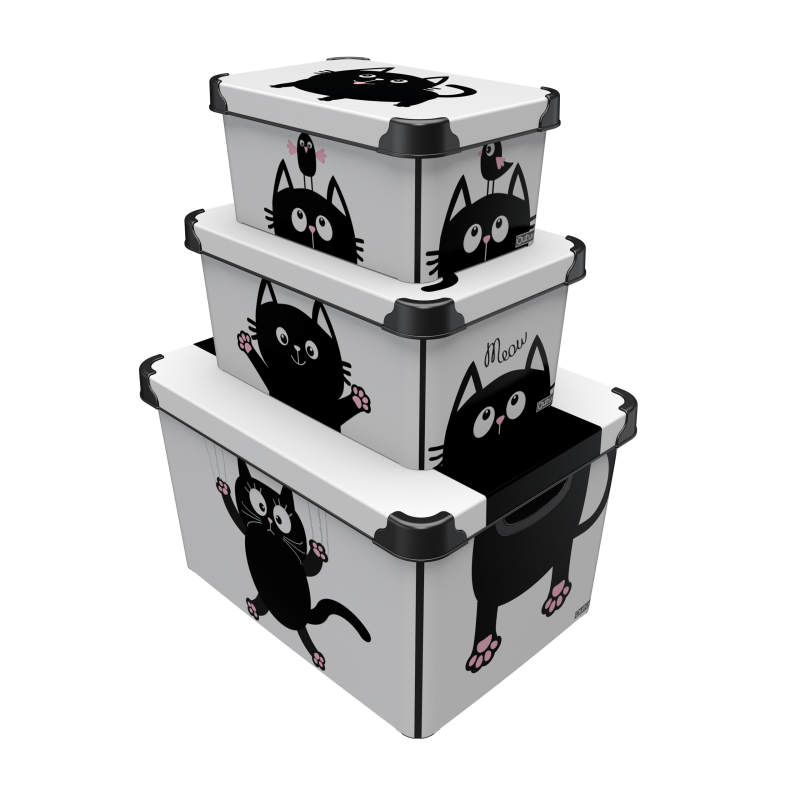 Контейнер Qutu Style Box Meow Black, 20 л (6709289)