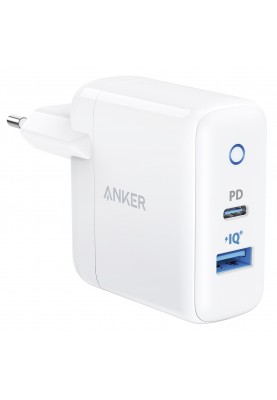 Мережевий зарядний пристрій Anker PowerPort PD+ 2 20W 1xPD & 15W 1xUSB (White) (6710631)