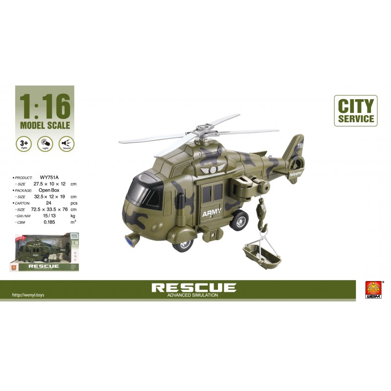 Іграшка DIY Toys Гелікоптер Рятувальний інерційний зі світл. та муз. еф. 1:16 (CJ-1122740) (6809403)