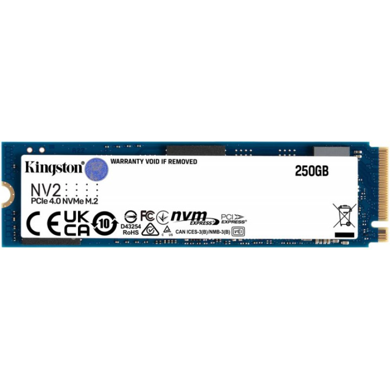 SSD накочувач Kingston M.2 250GB NV2 2280 PCIe 4.0 NVMe SSD (SNV2S/250G) (6822683)