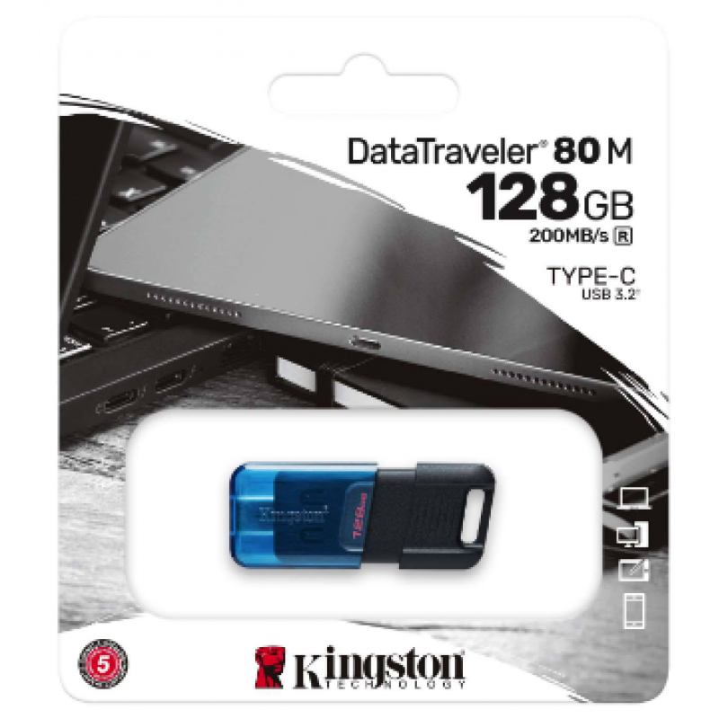 Flash Drive Kingston DT80M 128GB 200MB/s  USB-C 3.2 (6857582)
