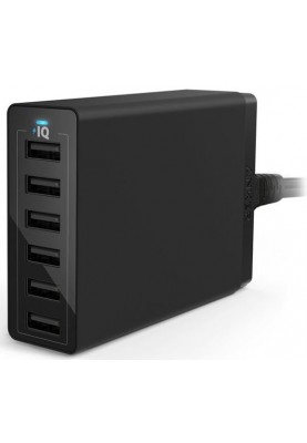 Сетевое зарядне пристрій Anker PowerPort 6 - 60W 6-port USB Power IQ USA cord Black (6949554)