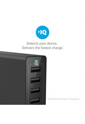 Сетевое зарядне пристрій Anker PowerPort 6 - 60W 6-port USB Power IQ USA cord Black (6949554)