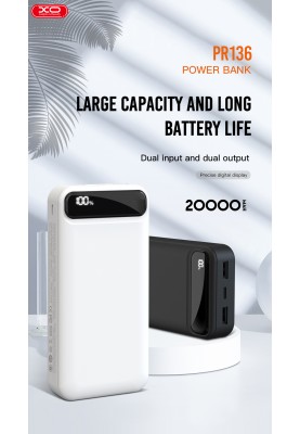 Портативний зарядний пристрій XO PR136 - 20000 mAh 10W with Display Black (6976060)