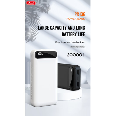 Портативний зарядний пристрій XO PR136 - 20000 mAh 10W with Display Black (6976060)