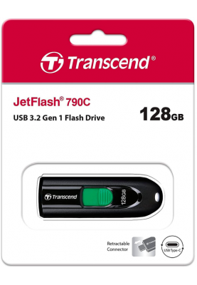 Flash Drive Transcend JetFlash 790C 128GB USB 3.2 Black (TS128GJF790C) (6970493)