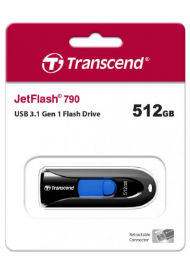 Flash Drive Transcend JetFlash 790 512GB USB 3.1 Black (TS512GJF790K) (6986651)