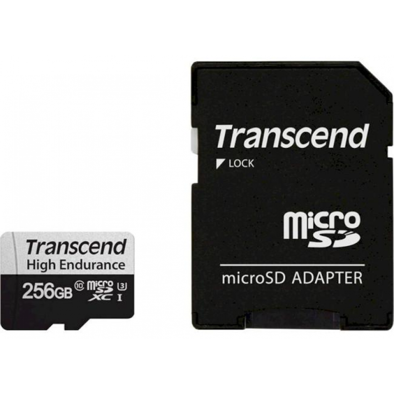 Карта пам'ятi Transcend microSDXC 350V 256GB UHS-I U3 High Endurance + ad (TS256GUSD350V) (6996987)