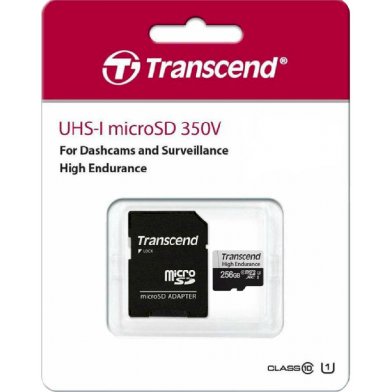 Карта пам'ятi Transcend microSDXC 350V 256GB UHS-I U3 High Endurance + ad (TS256GUSD350V) (6996987)