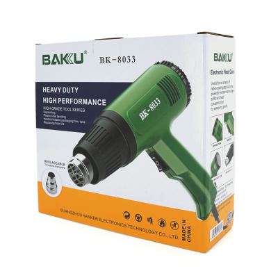 Фен BAKKU BK-8033 (пістолет) 1600Вт, зелений Box (252 * 233 * 80) 0,72 кг
