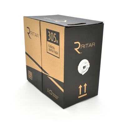 Кабель КНПЕ FTP-cat.6 (4 * 2 * 0.54), Ritar, (CU), для зовн. робіт, 305м, BLACK, Corton BOX, Q2