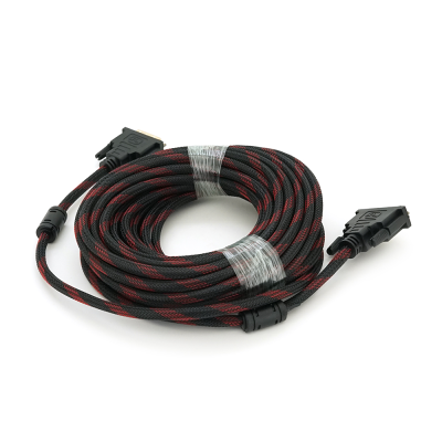 Кабель Merlion Dvi-Dvi 10m, 2 ферита, обплетення, Black, 24 / 24pin, (Пакет), Q50