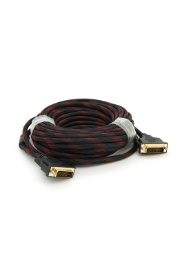 Кабель Merlion Dvi-Dvi 10m, 2 ферита, обплетення, Black, 24 / 24pin, (Пакет), Q50