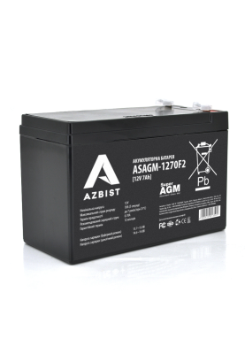 Акумулятор AZBIST Super AGM ASAGM-1270F2, Black Case, 12V 7.0Ah (151 х 65 х 94 (100)) Q10