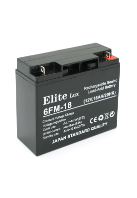 Акумуляторна батарея Elite 12V 18Ah (181х77х167 мм), 4.2кг, Black, Q4
