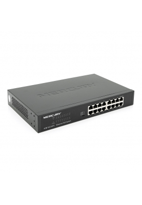 Комутатор POE Mercury SG116PS 14 портів POE 100Мбит + 2 порт Ethernet (UP-Link) 100 Мбіт, БП вбудований, кріплення в стійку, BOX (294 * 180 * 44)