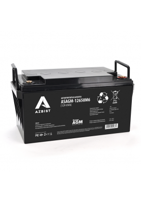 Акумулятор AZBIST Super AGM ASAGM-12650M6, Black Case, 12V 65.0Ah ( 348 х 168 х 178 ) Q1