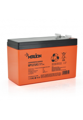 Аккумуляторна батарея MERLION AGM GP1272F2 PREMIUM 12 V 7,2 Ah ( 150 x 65 x  95 (100) )  Orange Q10