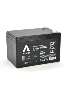 Акумулятор AZBIST Super AGM ASAGM-12120F2, Black Case, 12V 12.0Ah (151х98х 95 (101) ) Q6